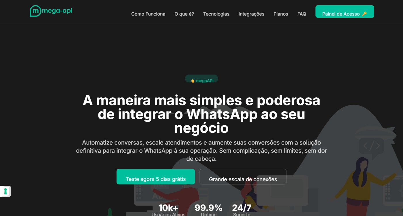 Screenshot do projeto megaAPI - API robusta para integração com WhatsApp, permitindo envio e